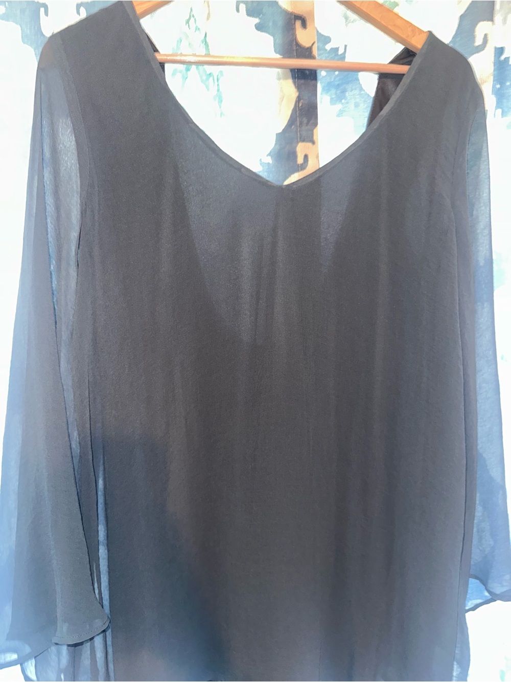 Show Me Your Mumu Sheer GrayBlue Blouse | Flowy Chic Boho Top